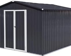 10x12FT Outdoor Storage Shed with Lockable Doors, Anti-Corrosion Metal Garden Shed,Waterproof Shed Outdoor Storage,Multi-Purpose Storage Cabinet with Vents for Backyard