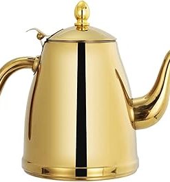 1.5L/2L Tea Kettle, Stainless Steel Coffee Kettle Flat Bottom Kettle for Induction Cooker Teapots Coffee Servers, Tea Pots for Stove (Size : 2L)