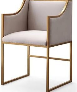 Yoluckea Velvet Upholstered Living Room Lounge Chair, Mid-Century Modern Vanity Chair with Back & Black Metal Legs, Leisure Accent Barrel Dining Chair for Living Room Bedroom (White)