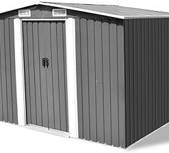 Outdoor Storage,Outdoor Storage shed,Outdoor Storage Cabinet,Garden Storage Shed Gray Metal 101.2"x80.7"x70.1"Suitable for Gardens, courtyards