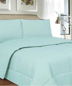 1 Piece Cream White Comforter Full Size All Season 78 inches Wide x 88 inches Long Geometrical Down Alternative | Home Bedding Baffle Box Stitched Squared Polyester Cover Material Block Pattern Neat