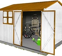 10x8 Ft Sheds & Outdoor Storage,Metal Sheds,Outdoor Sheds,Metal Garden Shed,Garden Tool Cabinet with Sloping Roof and Lockable Door,Garden Shed for Backyard Garden Patio Lawn,Patio,Outside Use