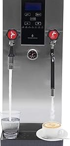 110V Commercial Steam Milk Frother, 4 IN 1 Milk Foam Maker with LED Display, 12L Automatic Espresso Coffee Steam Boiling Water Machine, Stainless Milk Steamer Machine for Espresso Coffee Milk Tea