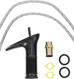 1 Set Black Faucet Matte Bath Washroom Dispenser Handle Sleek Basket Single Faucet Bidet Seat Kitchen Vessel Bar Hole Cooler Waterfall Spout Faucet Vanity Sink Faucet Sink Copper