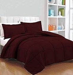: Light Weight Comforter 3 Pcs. Ultra-Soft Luxury 400 GSM Hotel-Style Thicker for Winter Colder Weather 100% Egyptian Cotton 500 TC -Extra Large Oversized Size (120''X136'') Solid Wine