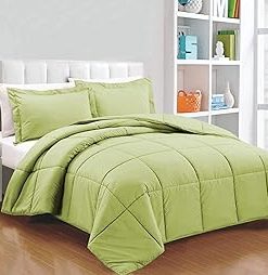 : Light Weight Comforter 3 Pcs. Ultra-Soft Luxury 400 GSM Hotel-Style Thicker for Winter Colder Weather 100% Egyptian Cotton 500 TC -Oversized King Plus Size (98''X120'') Solid sage