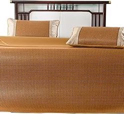 ZHOUXIAO Summer Sleeping Mat Rattan, Foldable Rattan Mat Breathable Rattan Mat Cooling Sleeping Pad for Single Double Bed Refreshing Sweat Bedding Sleeping Mat with Pillowcas 1.2 * 1.95M/34 * 76in