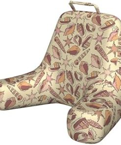 Shell Reading Pillow Cover, Abstract Design Different Seashells Doodle Pastel Tone Coastal Pattern, Unstuffed Printed Bed Rest Case from Soft Fabric, XL Size, Multicolor