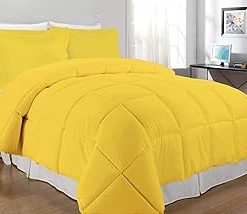 1-Pc Comforter Hotel Luxury– California King 102x96 Size 1-Pc Comforter 100% Egyptian Cotton, 600 Thread Count, 200 GSM Fiber Fill - Machine Washable, Yellow Solid