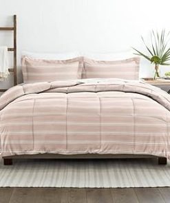 1 Piece Rose Soft Comforter King Size Microfiber Modern Casual Stripe Pattern Thick | Home Bedding Solid Color Elegant Warm Reversible Smooth All Season Lining Down Alternative Lightweight Winter