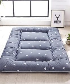 Small Triangles Grey Futon Tatami Mat Japanese Futon Mattress Cheap Futons for Sale Idea Present for Kids, 90cm x 200cm (35.4" x 78.7")