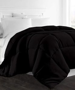 1-Pc Comforter Hotel Luxury– Full 82x86 Size 1-Pc Comforter 100% Egyptian Cotton, 600 Thread Count, 100 GSM Fiber Fill - Machine Washable, Black Solid
