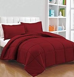 : Light Weight Comforter 3 Pcs. Ultra-Soft Luxury 400 GSM Hotel-Style Thicker for Winter Colder Weather 100% Egyptian Cotton 500 -Oversized King Size (120''X128'') Solid Burgundy