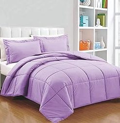 : Light Weight Comforter 3 Pcs. Ultra-Soft Luxury 400 GSM Hotel-Style Thicker for Winter Colder Weather 100% Egyptian Cotton 500 -Oversized King Size (120''X128'') Solid Lavender