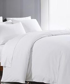 1000 Thread Count 100% Egyptian Cotton Duvet Cover Queen Size Cotton White Long Staple Quilt Full Size Silky Soft, Breathable with Zipper -3 Piece All Season Duvet Cover Set for Comforter