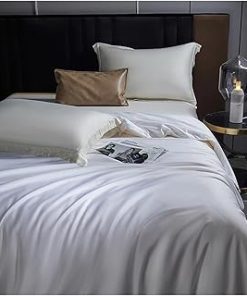 1 Pc Hotel Comforter Twin, Sheen Stripe Luxury Elegant Oversized White Down Comforter, 500 Thread Count Cotton Baffle Box Stitched Soft Cozy Comfy Warm