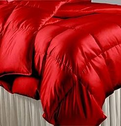 1 Piece Comforter Polyester Satin Silk Ultra Soft Comfortable Bedding (Red, King/California King)