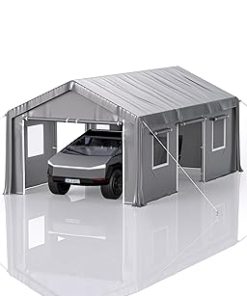 10' x 20'x 10' Portable Garage, Heavy Duty Carport with 180G Side Walls, Front and Rear Doors, Car Shelter for Trucks, Boats, and SUVs - Grey