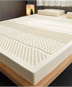 100% Natural Latex Mattress Topper - Soft Body Massage Mattress- Medium Firmness,Thick 5cm/7.5cm/10cm with Inner Cover,10cm-150x200cm(59x79in)