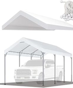 10' x 20' Carport Replacement Top Canopy Cover for Car Garage Top Tarp Shelter Tent Party180G Carport Cover Heavy Duty (Only Top Cover, Frame is not Included) (10 x 20, White)