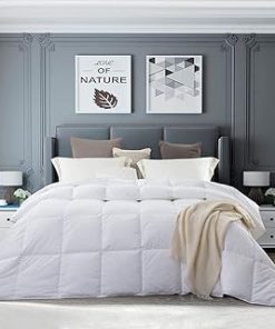 1 Piece King Size Down Alternative Comforter Geometrical Pattern Squared Boxes Super Soft Ultra Plush Cozy Warm Lightweight & Durable | All Season White Bedding Comfortable Stylish Milk Snowy Shade