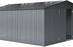 11'x12.5' Metal Shed with Sloping Roof, Galvanized Steel Frame, 2 Built-in Window Outdoor Storage Shed, Waterproof, Ultraviolet-Proof Tool Storage Cabinet for Lawn 11' x 12.5'​​