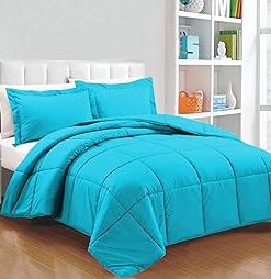 : Light Weight Comforter 3 Pcs. Ultra-Soft Luxury 400 GSM Hotel-Style Thicker for Winter Colder Weather 100% Egyptian Cotton 500 -Oversized King Size (120''X128'') Solid Turquise