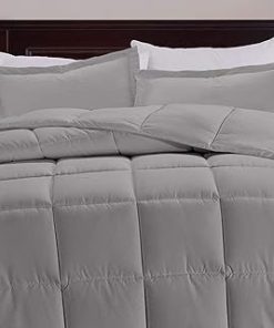 1 Piece Full/Queen Size Down Alternative Comforter Amazing Silky Soft Comfortable Solid Color Box-Stitched Pattern | All Season White Bedding Warmth Extra Fluffy and Ultra Plush Cozy Light Milky Snow