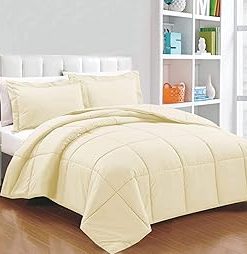 : Light Weight Comforter 3 Pcs. Ultra-Soft Luxury 400 GSM Hotel-Style Thicker for Winter Colder Weather 100% Egyptian Cotton 500 -Oversized King Size (120''X128'') Solid Ivory