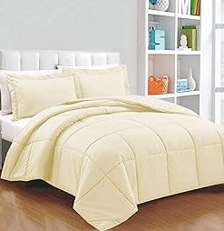 : Light weight Comforter 3 Pcs. Ultra-Soft Luxury 400 GSM Hotel-Style Thicker for Winter Colder Weather 100% Egyptian Cotton 500 TC -Extra Large Oversized Size (120''X136'') Solid Ivory