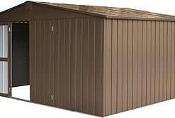 11' x 12.5' Metal Storage Shed with Windows, Galvanized Steel Frame, Lockable Door for Outdoor Tools & Garden