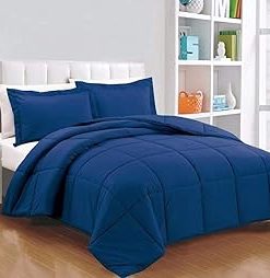 : Light Weight Comforter 3 Pcs. Ultra-Soft Luxury 400 GSM Hotel-Style Thicker for Winter Colder Weather 100% Egyptian Cotton 500 -Oversized King Size (120''X128'') Solid Royal Blue