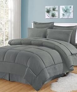 10 Piece Black Comforter King Size Paisley Pattern Gray and Aqua Blue Shade Smooth Glamorous Extra Soft Ultra Plush Gorgeous | All Season Boho Bedding Grey Aesthetic Coastal Farmhouse Bohemian Neat