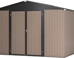 10x10 Metal Storage Shed Heavy Duty Steel Garden Shed with Lockable Door Durable Outdoor Canopy Tent Carport Perfect for Backyard Patio Shelter Weather Resistant Tool Storage