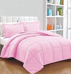 : Light Weight Comforter 3 Pcs. Ultra-Soft Luxury 400 GSM Hotel-Style Thicker for Winter Colder Weather 100% Egyptian Cotton 500 -Oversized King Size (120''X128'') Solid Pink