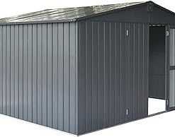 11x9 Outdoor Storage Shed with Galvanized Steel Frame and Windows Large Garden Shed 630 Cubic Feet Durable Waterproof Metal Structure Tall Design for Tools Bikes Furniture Portable Storage Solution