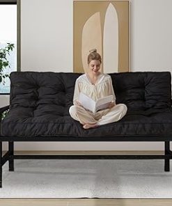 YOSHOOT 6 Inches Futon Mattress Full Size, Thick Futons Sofa Couch Bed, Floor Mattress for Adults (Frame Not Included), Black
