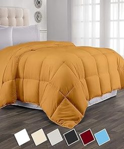 1-Pc Comforter Hotel Luxury– California King 102x96 Size 1-Pc Comforter 100% Egyptian Cotton, 600 Thread Count, 100 GSM Fiber Fill - Machine Washable, Gold Solid