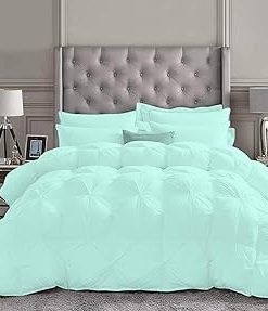 1 Piece Pinch Pleated Comforter Premium 800 Thread Count 100% Egyptian Cotton Super Soft (Super King Size Orange Color)