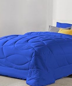1 Piece U Shape Pattern Comforter Premium Super Soft 400 GSM All Season 800 Thread Count 100% Egyptian Cotton Super King Size Royal Blue Color