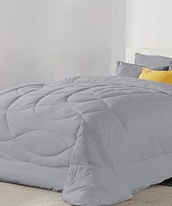 1 Piece U Shape Pattern Comforter Premium Super Soft 400 GSM All Season 800 Thread Count 100% Egyptian Cotton Oversized Super King Size Silver Color