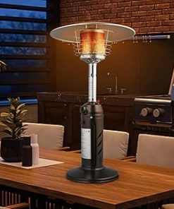11000 BTU Propane Patio Heater, Portable Standing Floor Air Heater, Outdoor Space Heater with Ignition System, Propane Heater for Outside Garden Porch Party Residential, Brown