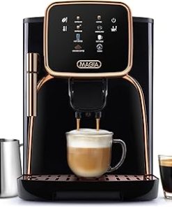 Zulay Kitchen Magia Clasica - Fully Automatic Espresso Machine With Grinder - Touch Screen Coffee Maker With One-Touch Operation - Milk Foam System For Latte, Cappuccino, Macchiato - Black Copper