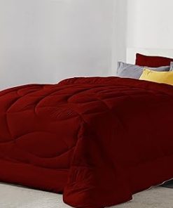 1 Piece U Shape Pattern Comforter Premium Super Soft 400 GSM All Season 800 Thread Count 100% Egyptian Cotton Full/Queen Size Burgundy Color