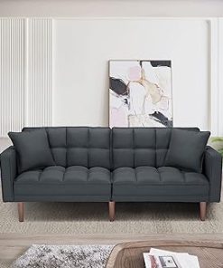 Yongqiang Modern Upholstered Bench with Back Tufted Loveseat Settee for Dining Room Living Room Entryway Sofa Couch Banquette with Wood Legs Khaki