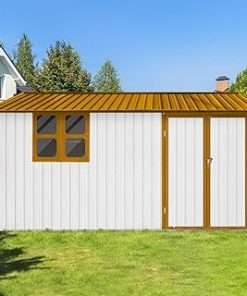 10'x8' Outdoor Metal Storage Shed with Lockable Door for Patio Furniture and Tools Brown