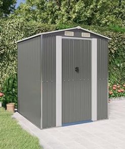 CHARMMA Garden Shed Light Gray 75.6"x75.2"x87.8" Galvanized Steel