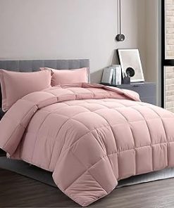 : Light Weight Comforter 3 Pcs. Ultra-Soft Luxury 400 GSM Hotel-Style Thicker for Winter Colder Weather 100% Egyptian Cotton 500 TC -Full XL Size (82''X86'') Solid Blush