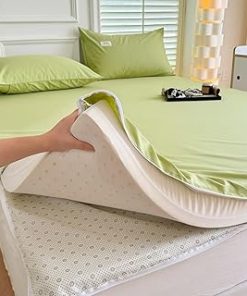 100% Cotton Futon Mattress Cover, Mattress Topper Cover, Mattress Protector Washable Mattress Topper Encasement with Zipper,Cover Only(Light Green,70x78.8in/180x200cm)