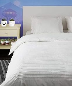 -3 Piece Moroccan Streak Duvet Cover Set/Blanket Cover Set 600Thread Count 100% Egyptian Cotton Decorative Bedding (Queen, WhiteSolid)